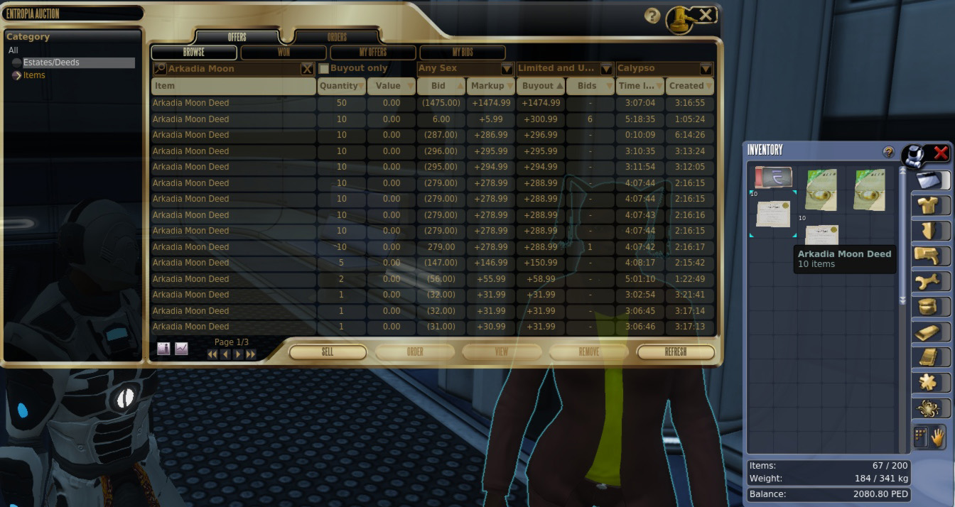 Calypso auction window